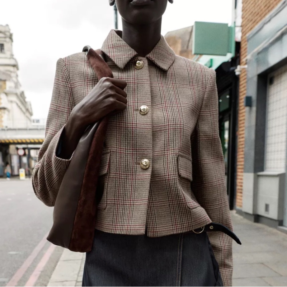 Zara NWT short houndstooth blazer 8898/110